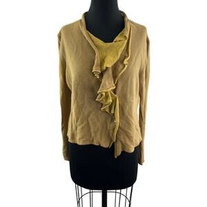 ESTEVE Wool Blend Yellow Sweater Long Sleeves Ruffle Neck Pullover Size 42 US 10